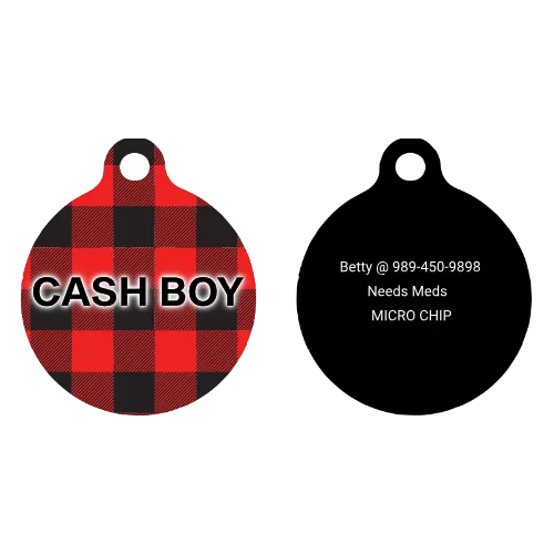 Buffalo Plaid Red HD Dog ID Tag