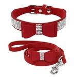 Sparkling Jewel Leather Pet Collar & Leash