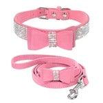 Sparkling Jewel Leather Pet Collar & Leash