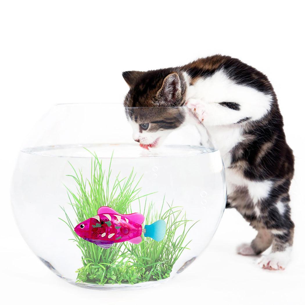 Led Light Swimmer: Interactive Pet Fish Electronic Cat Toys With Grass