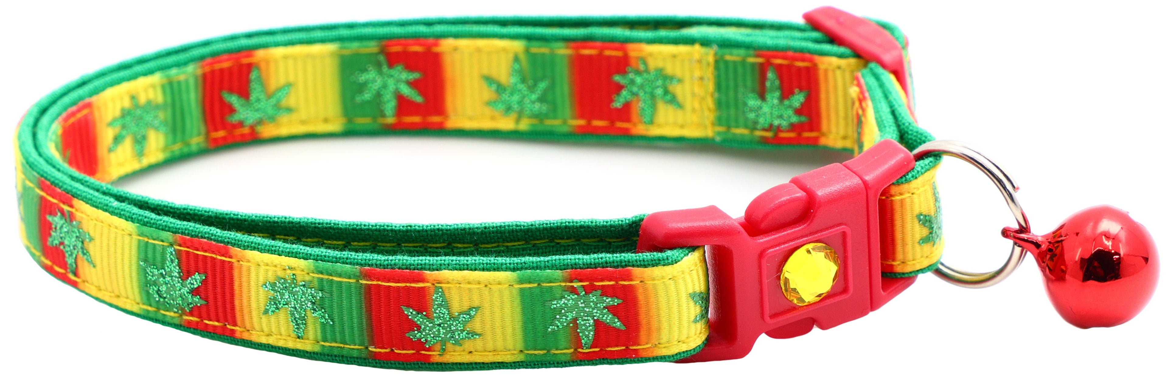 Marijuana Leaves Breakaway Cat Collar