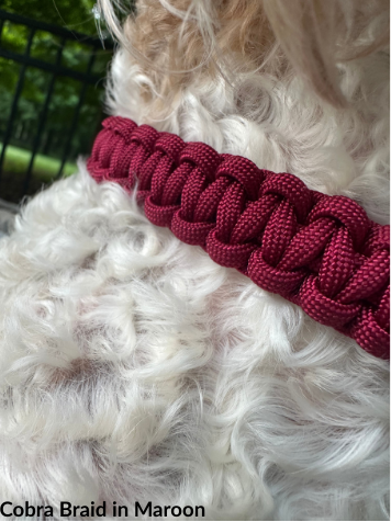 Cobra Braid in Maroon Handmade Dog Collar