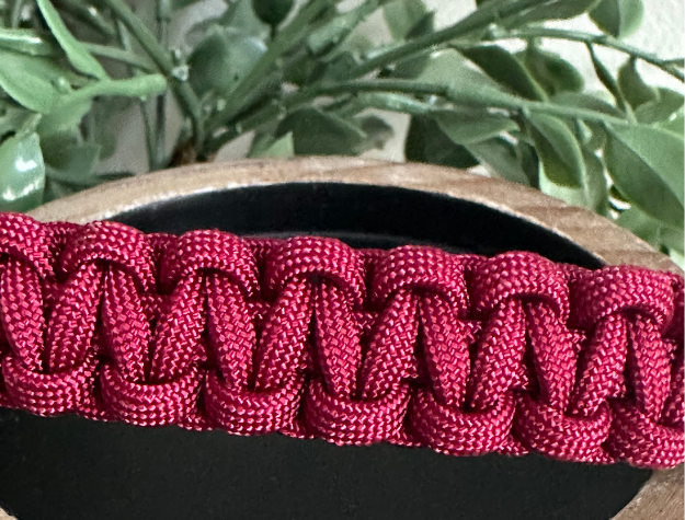 Cobra Braid in Maroon Handmade Dog Collar