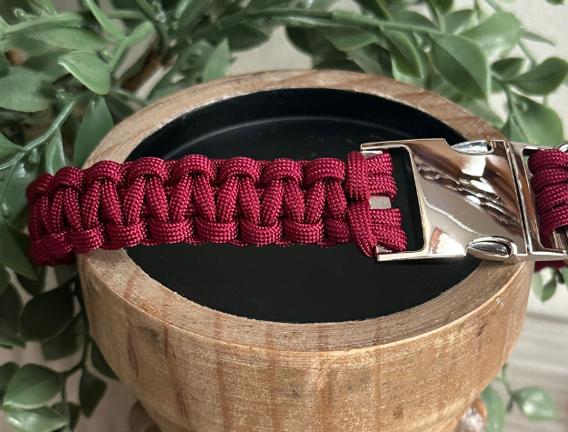 Cobra Braid in Maroon Handmade Dog Collar