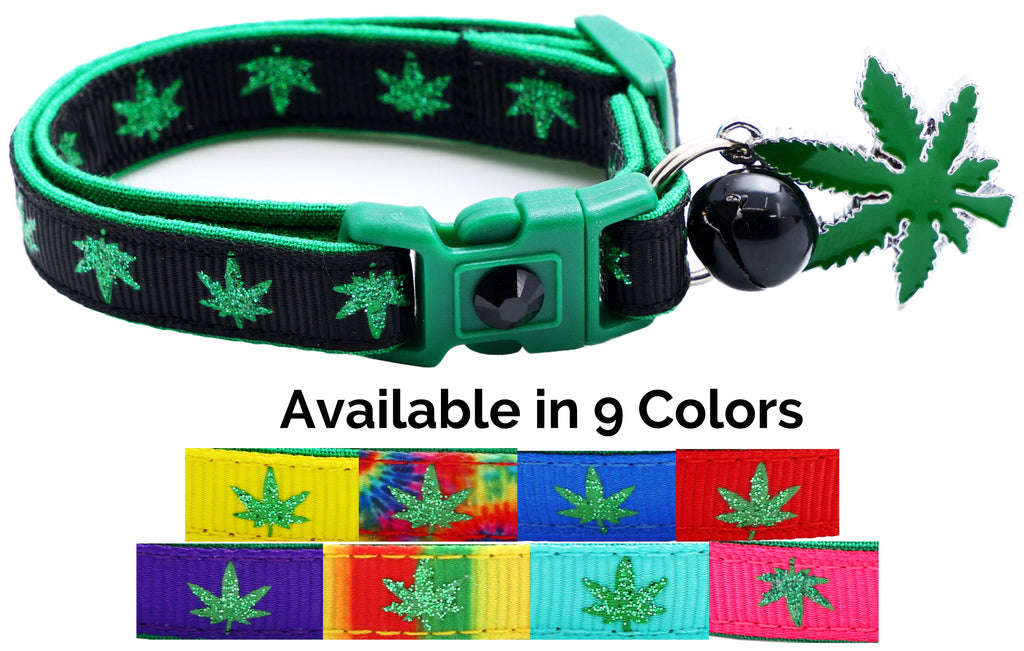 Marijuana Leaves Breakaway Cat Collar