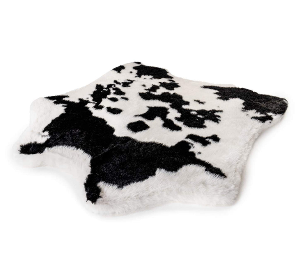 PupRug® Animal Print Memory Foam Dog Bed - Black Faux Cowhide