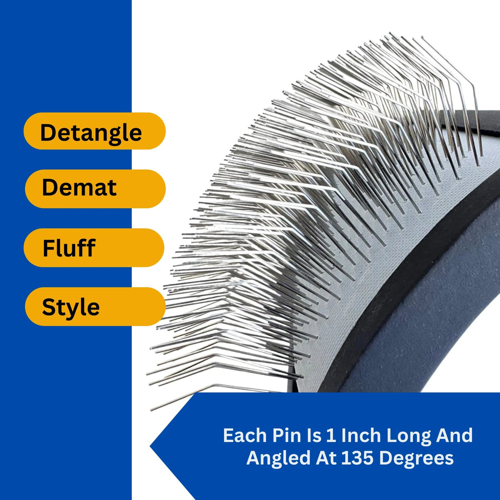 The Miracle Brands Wooden Handle Pet Slicker Brush – Black, Long Pin Grooming Brush