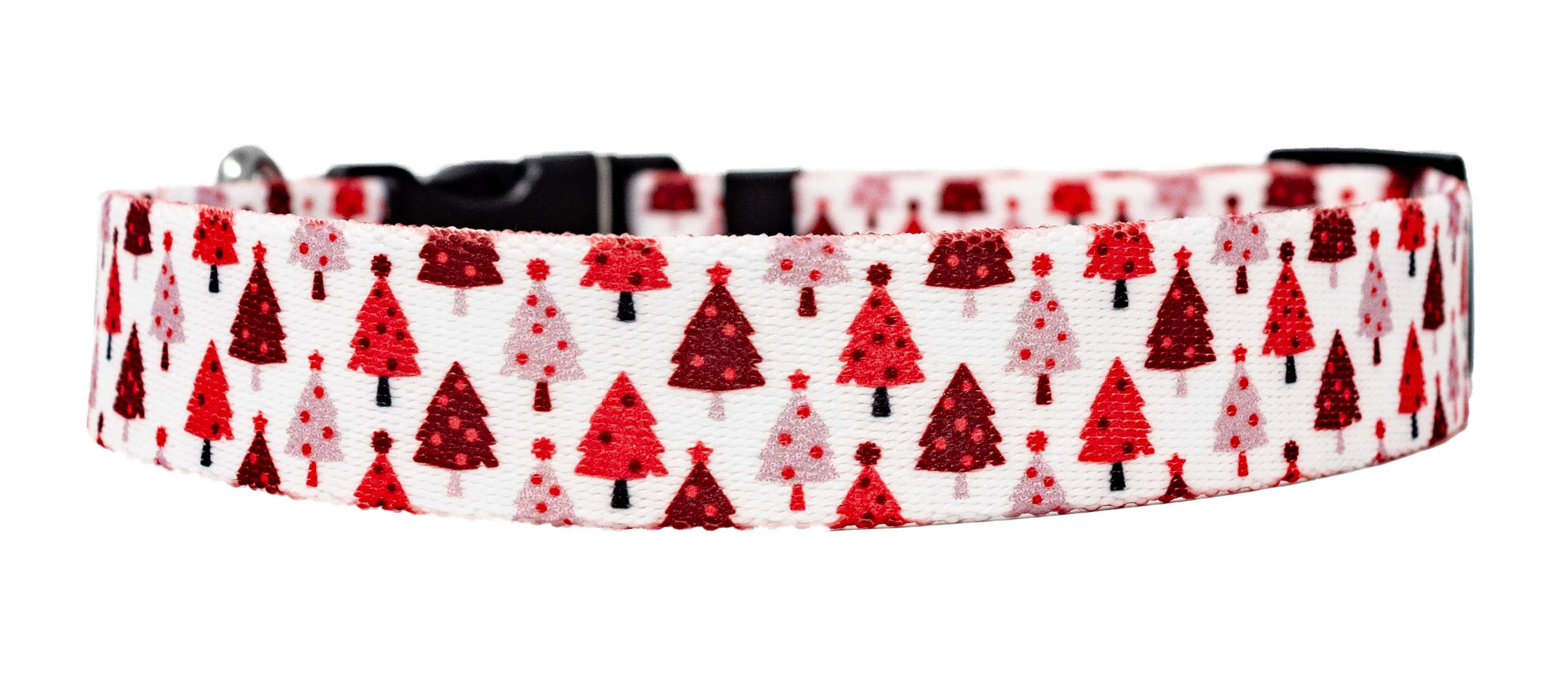 Red Christmas Trees Dog Collar