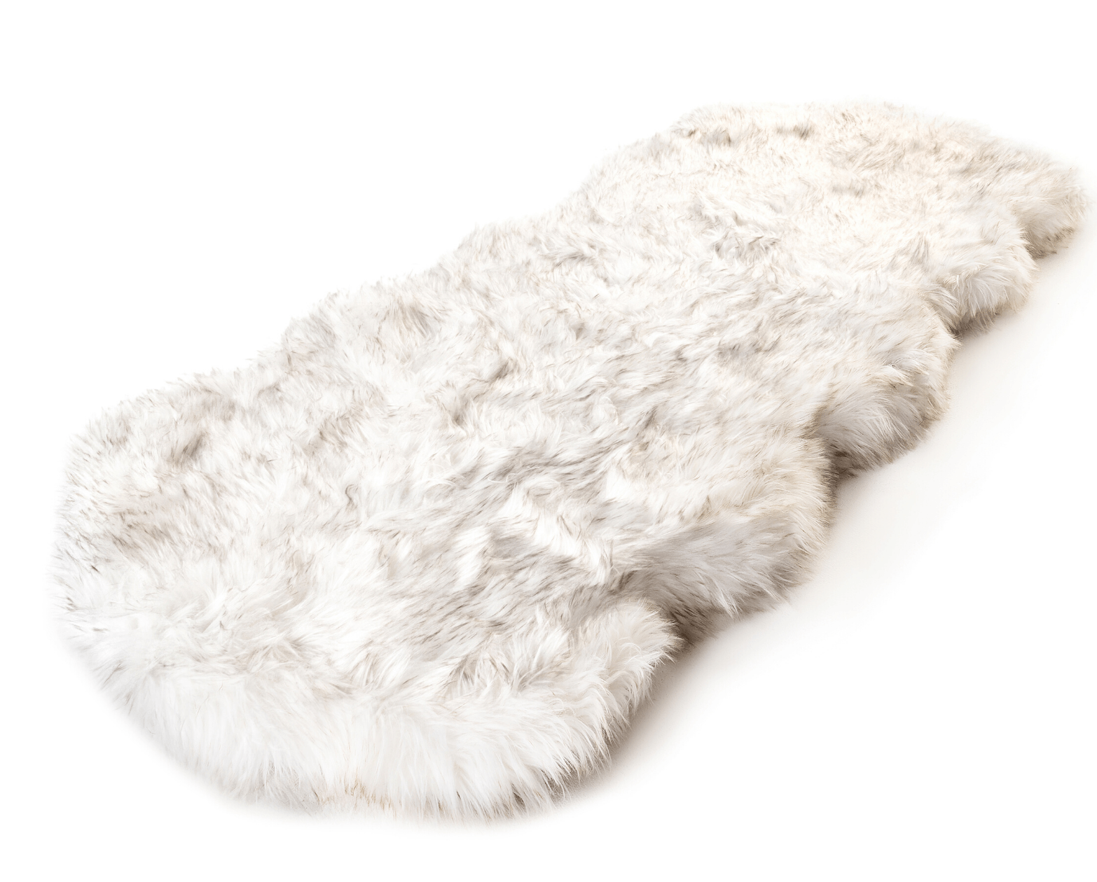 PupRug® Runner Faux Fur Memory Foam Dog Bed - Curve White with Brown Accents
