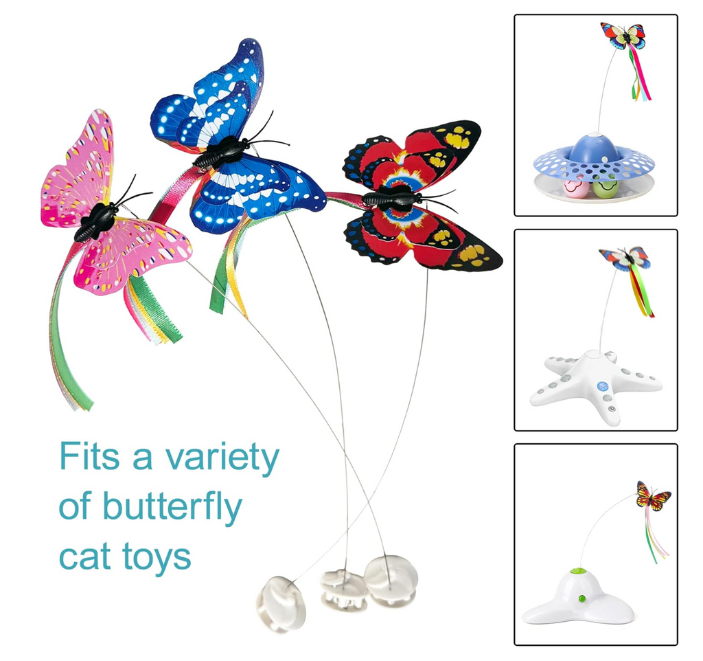 Caroline's Cats Fluttering Butterfly Cat Toy Refill, Replacement Butterflies, Fits All for Paws, Potaroma, Other Brands