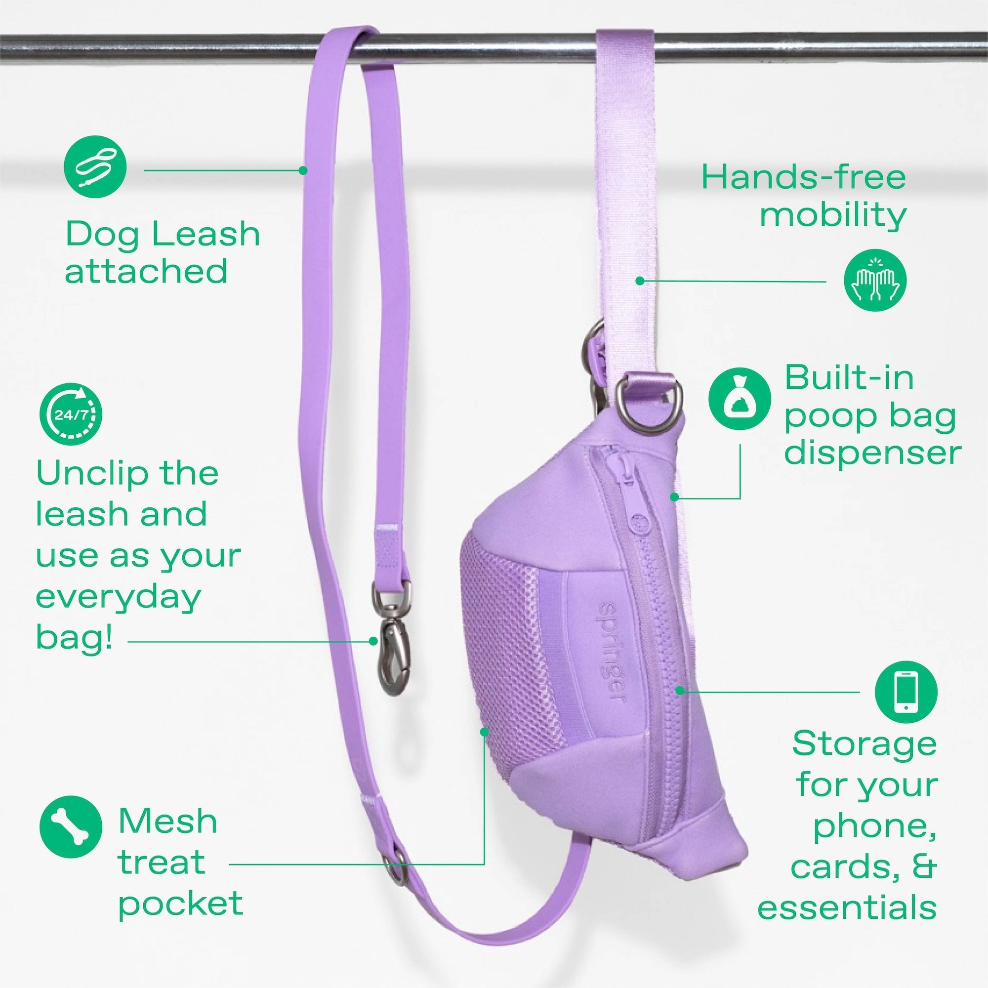 Hands-Free Neoprene Dog Sling Bag with Leash