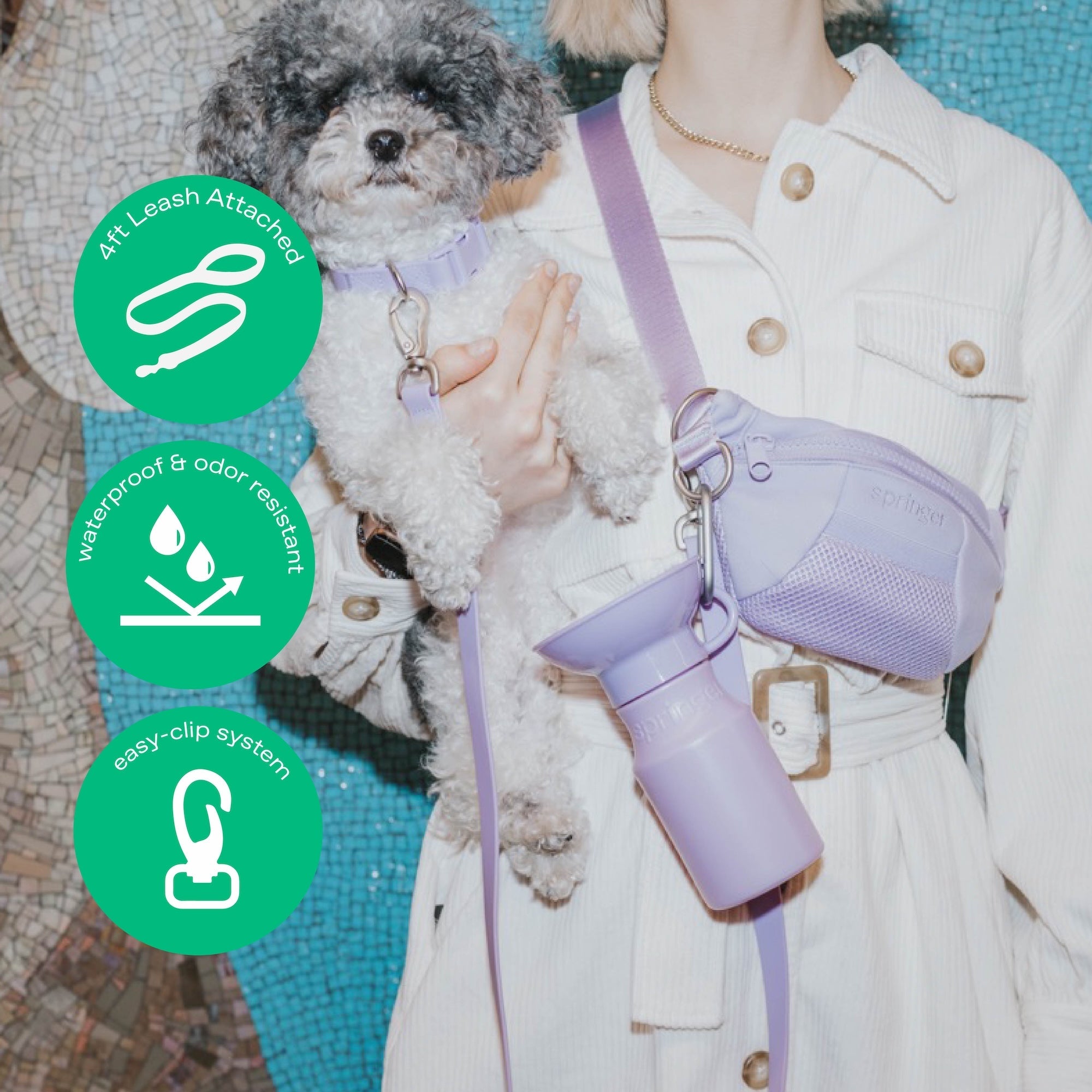 Hands-Free Neoprene Dog Sling Bag with Leash