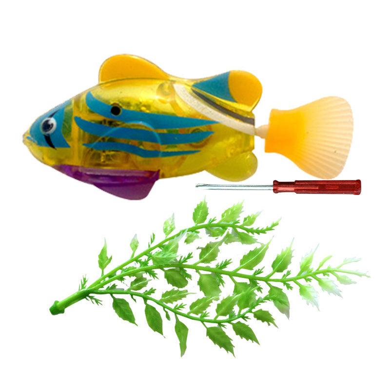 Led Light Swimmer: Interactive Pet Fish Electronic Cat Toys With Grass