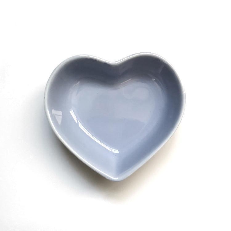 Heart-Shaped Ceramic Colorful Food Bowl For Small Pets