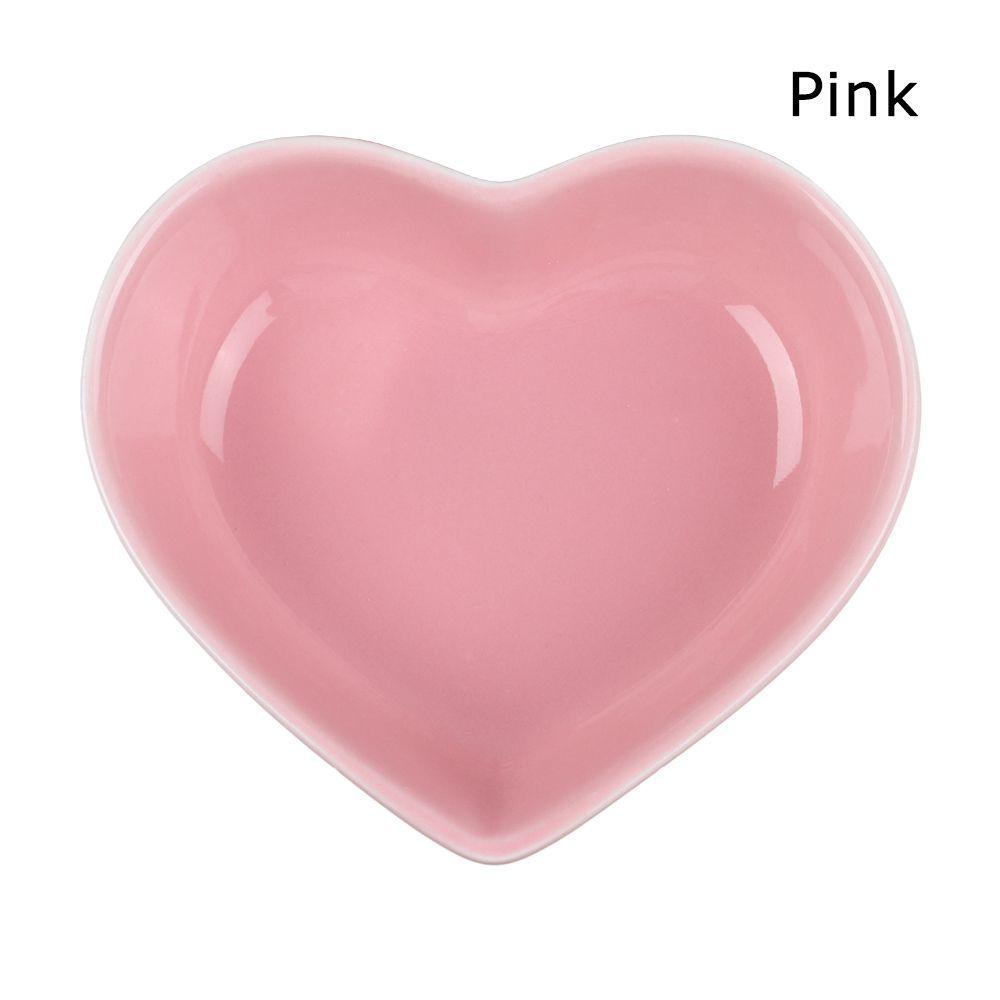 Heart-Shaped Ceramic Colorful Food Bowl For Small Pets