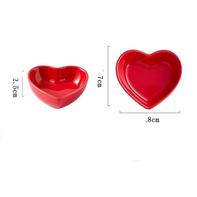 Heart-Shaped Ceramic Colorful Food Bowl For Small Pets