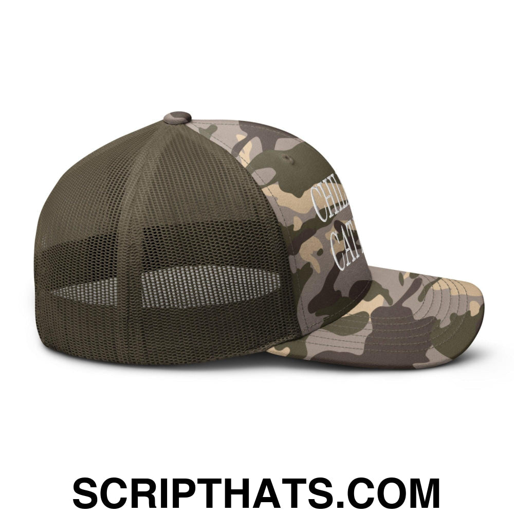 Childless Cat Lady Camo Trucker Hat