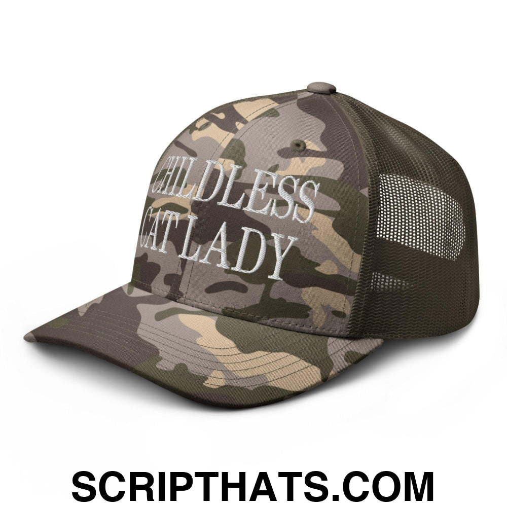 Childless Cat Lady Camo Trucker Hat