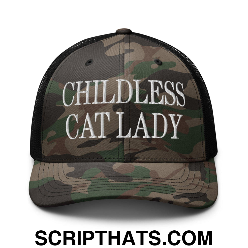 Childless Cat Lady Camo Trucker Hat