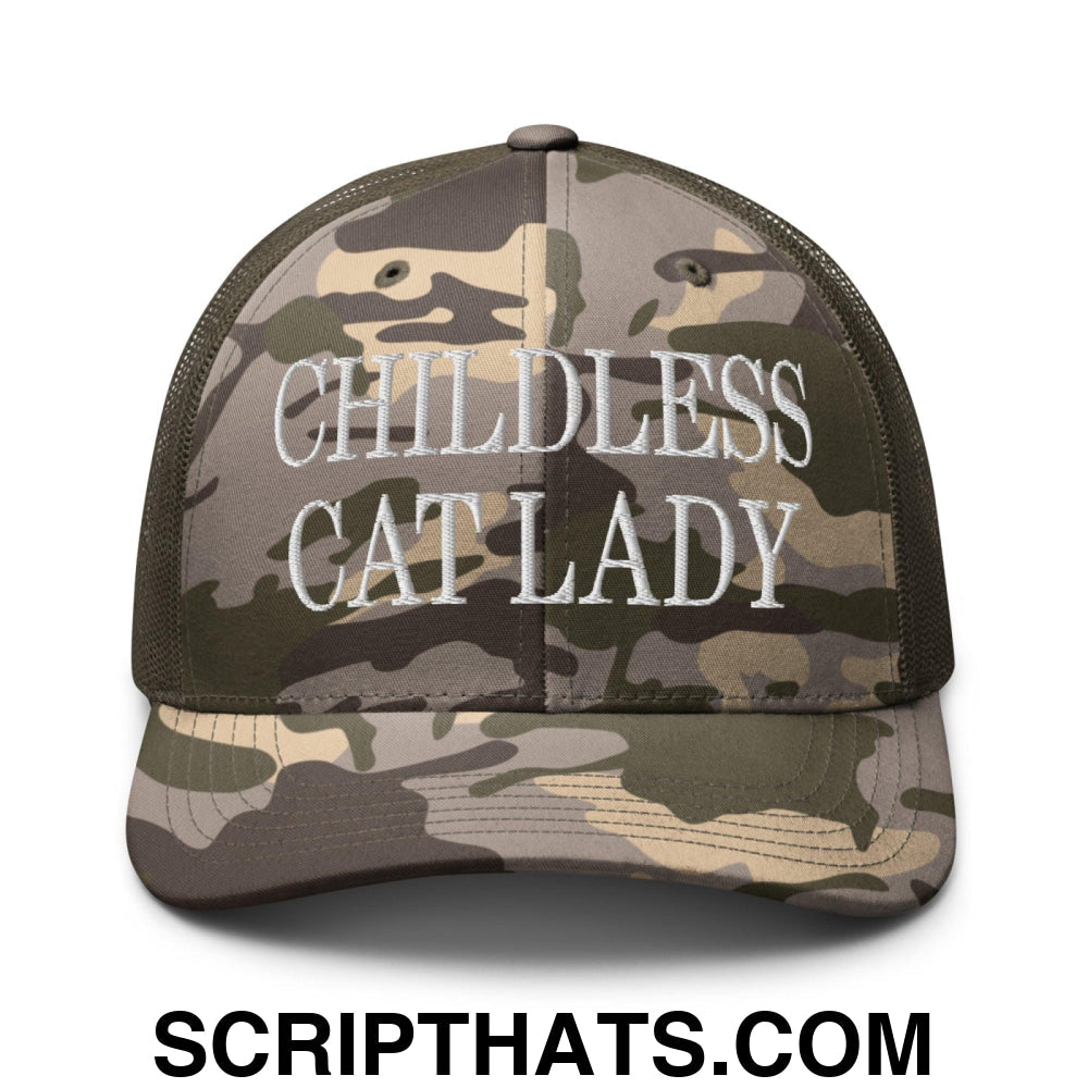 Childless Cat Lady Camo Trucker Hat