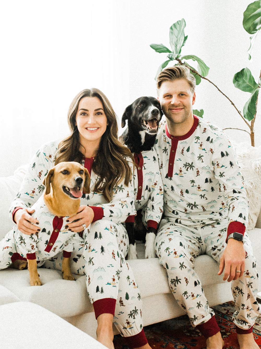 Fun Fam Surfing Santa Pajama (Dog & Kids)