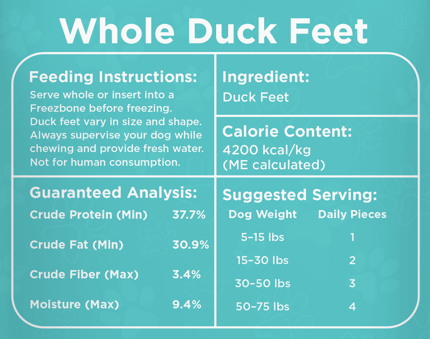 Freezbone Whole Duck Feet Dental Treats for Dogs - Human Grade - Single Ingredient