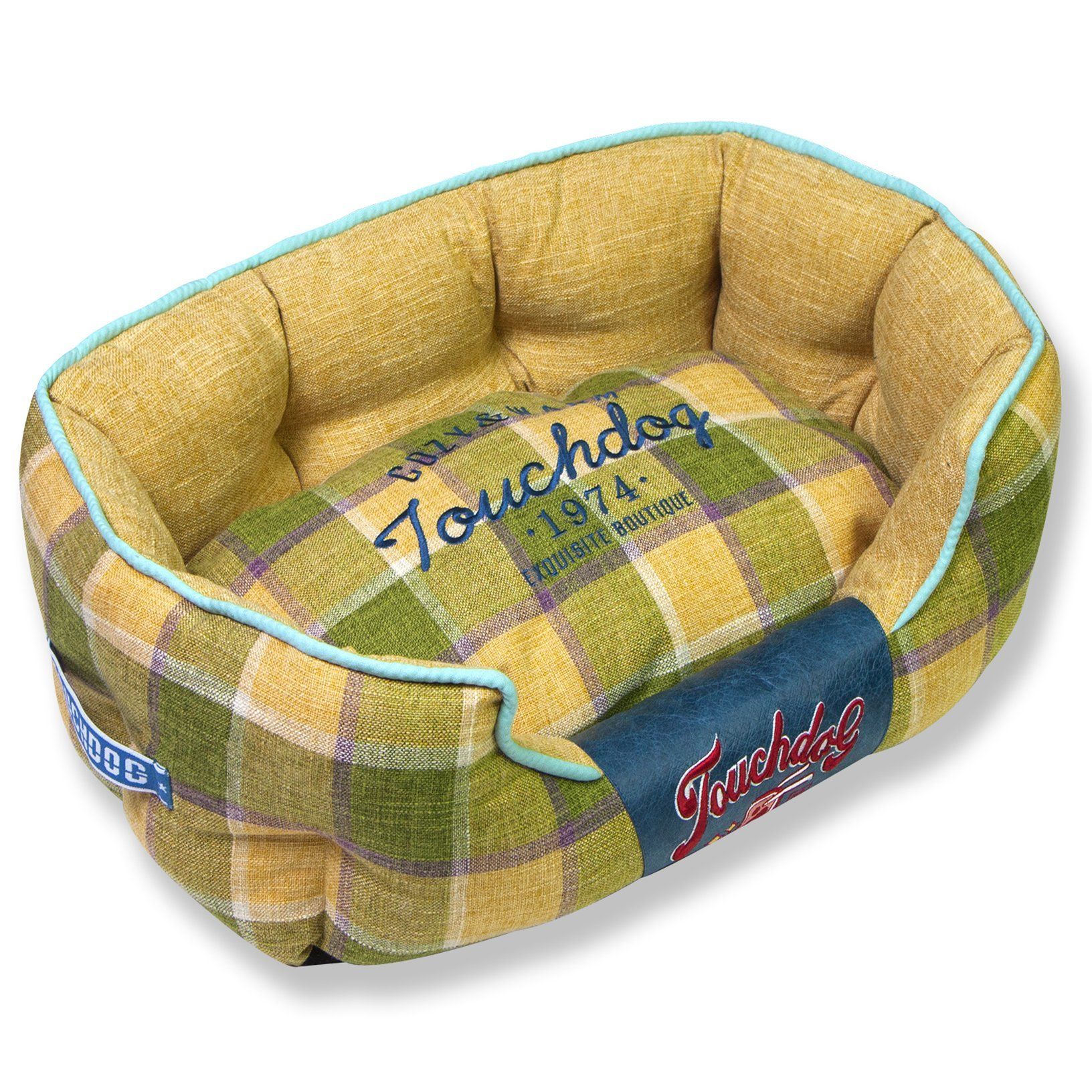 Touchdog 'Archi-Checked' Designer Plaid Oval Dog Bed