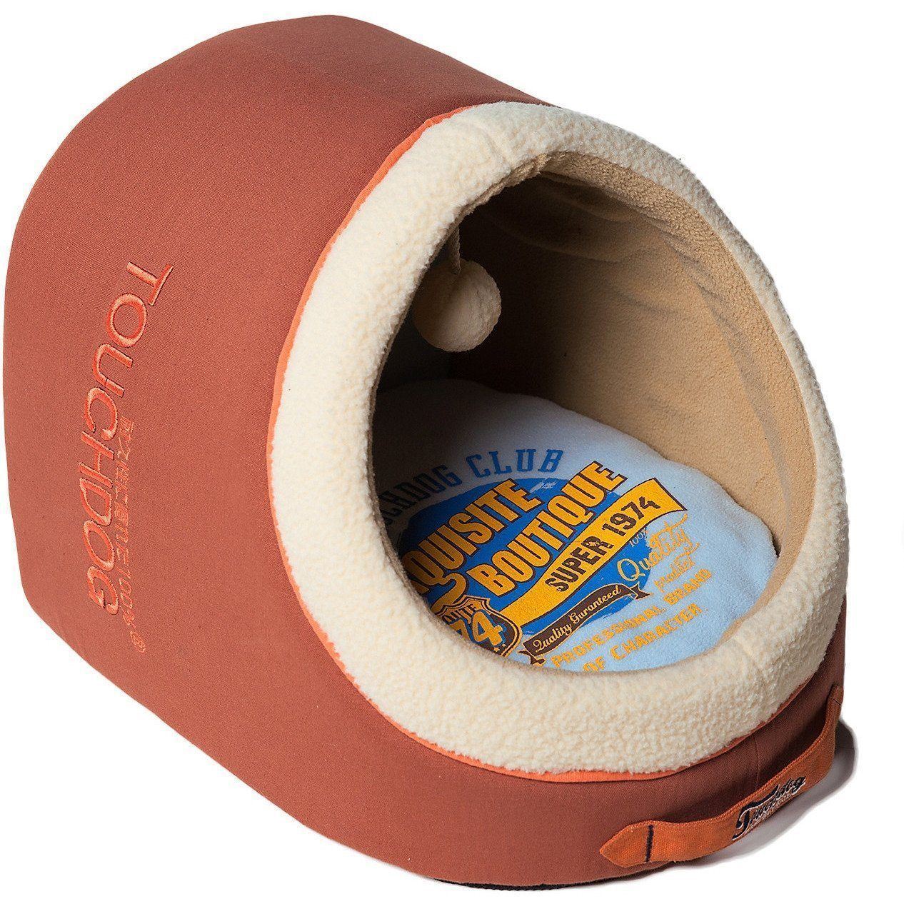 Touchdog ® 'Active-Play' Vintage Emblem Panoramic Cat Bed w/ Teaser Toy
