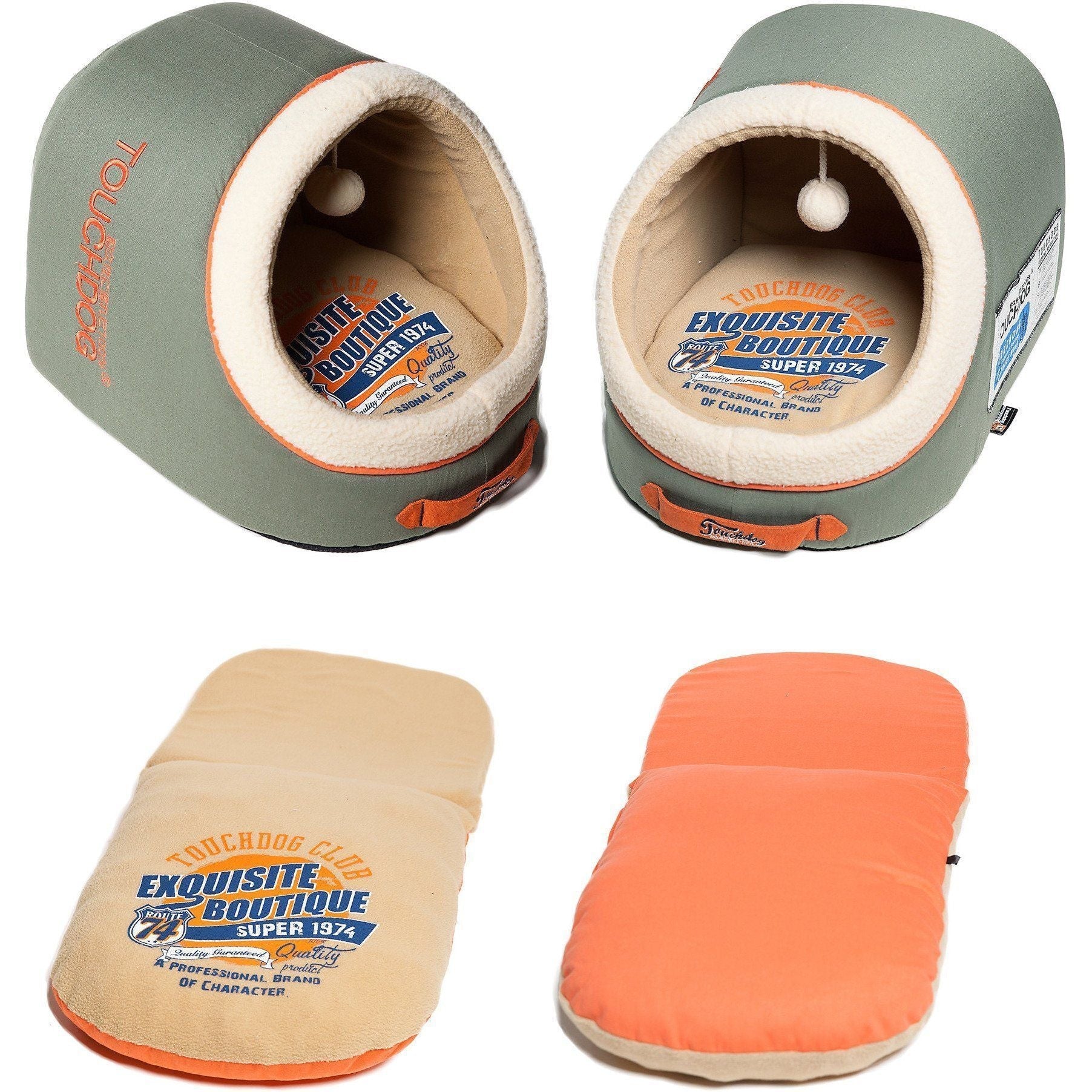 Touchdog ® 'Active-Play' Vintage Emblem Panoramic Cat Bed w/ Teaser Toy