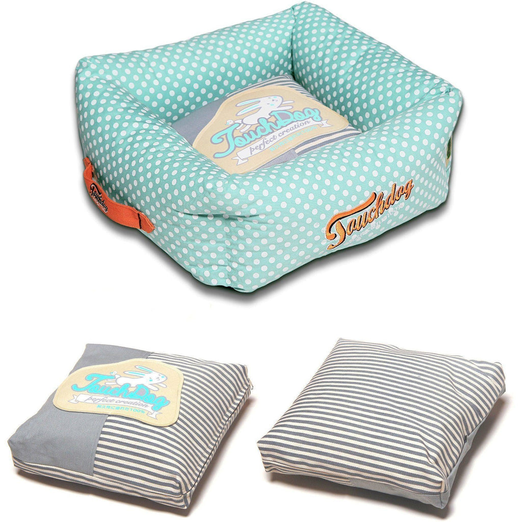 Touchdog ® 'Polka-Striped' Designer Premium Squared Dog Bed