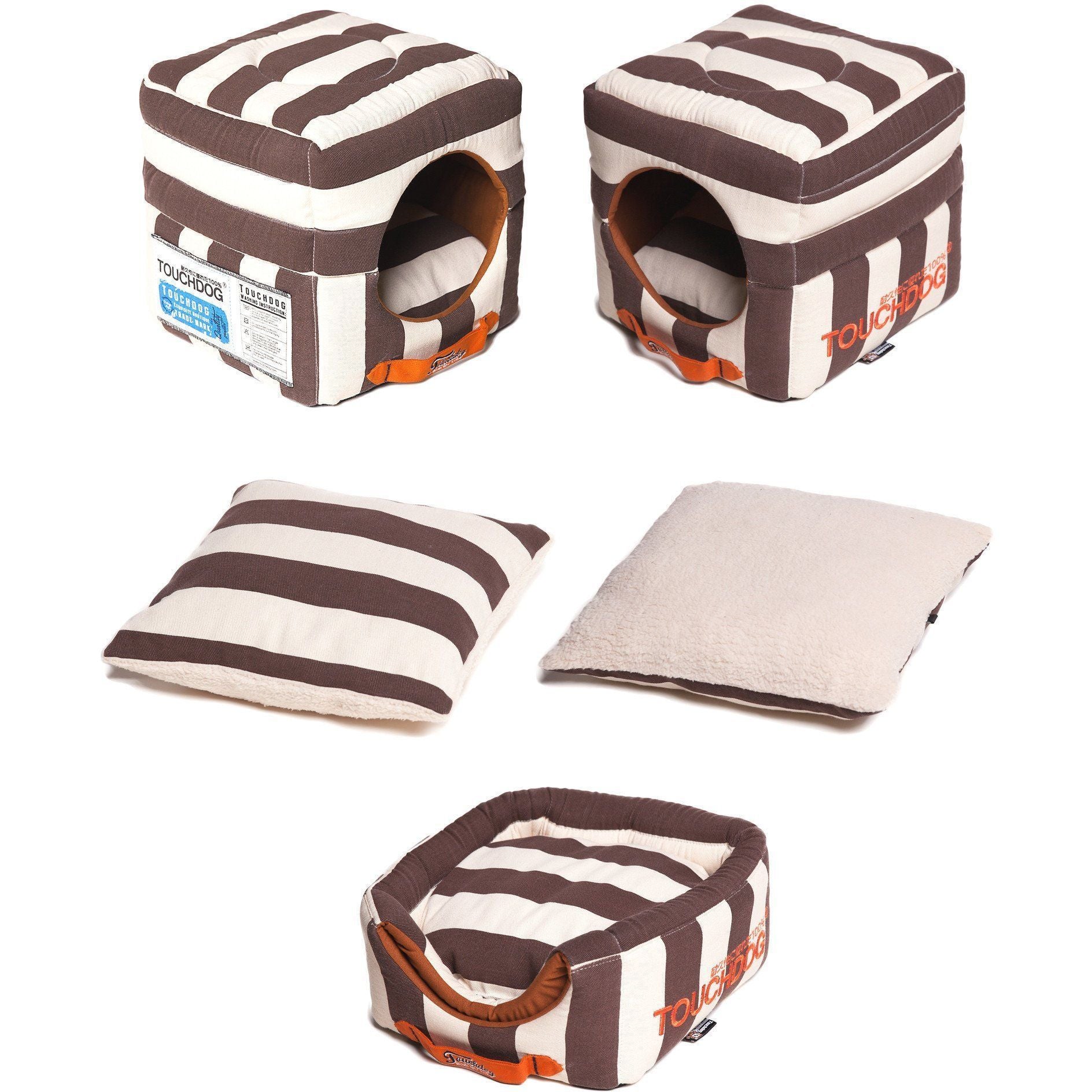 Touchdog ® 'Polo-Striped' 2-in-1 Convertible and Collapsible Dog and Cat Bed